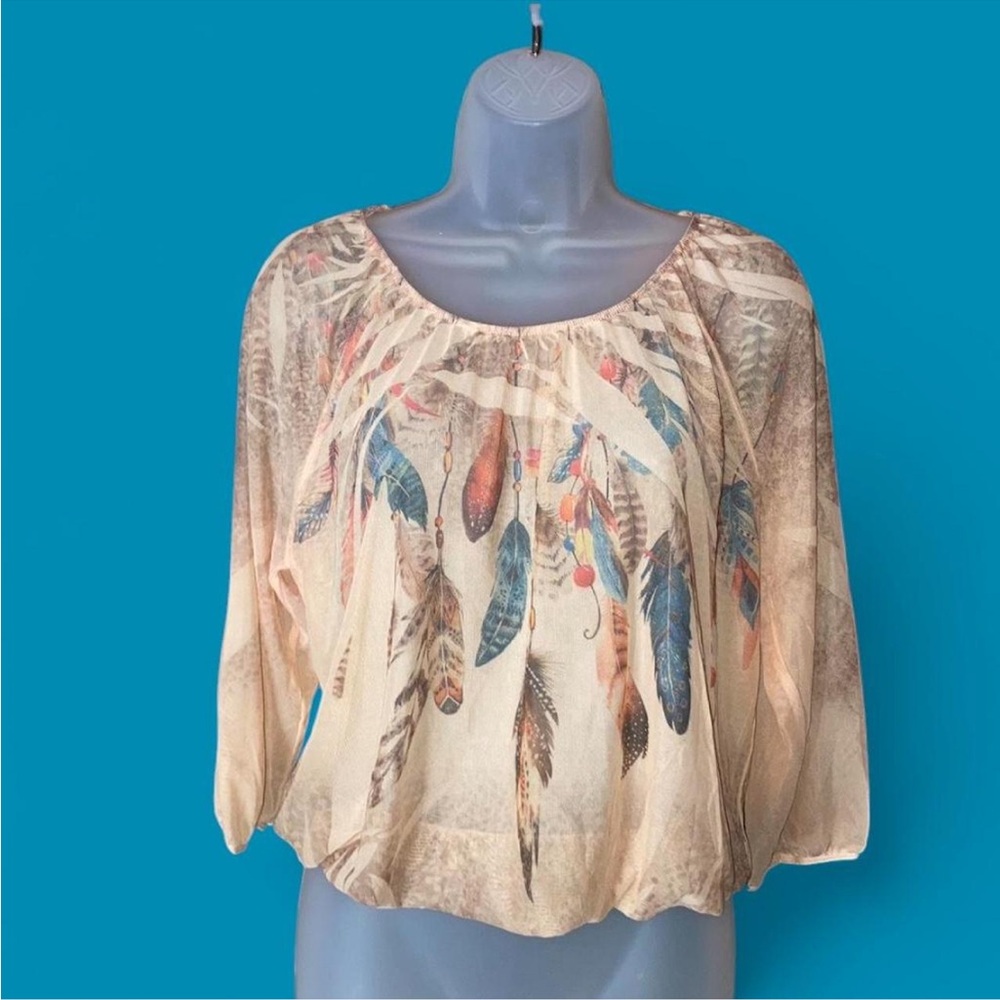 Cleo Sheer Mesh elastic waistband Top Lg